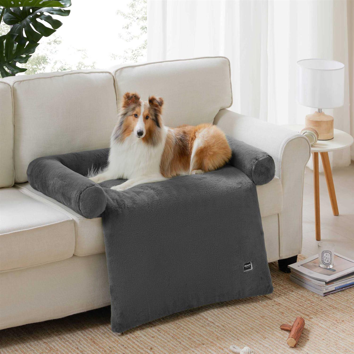 Allisandro Calming Dog Sofa Cover Bed Luxury Faux Fur Pet Couch Protector Bed