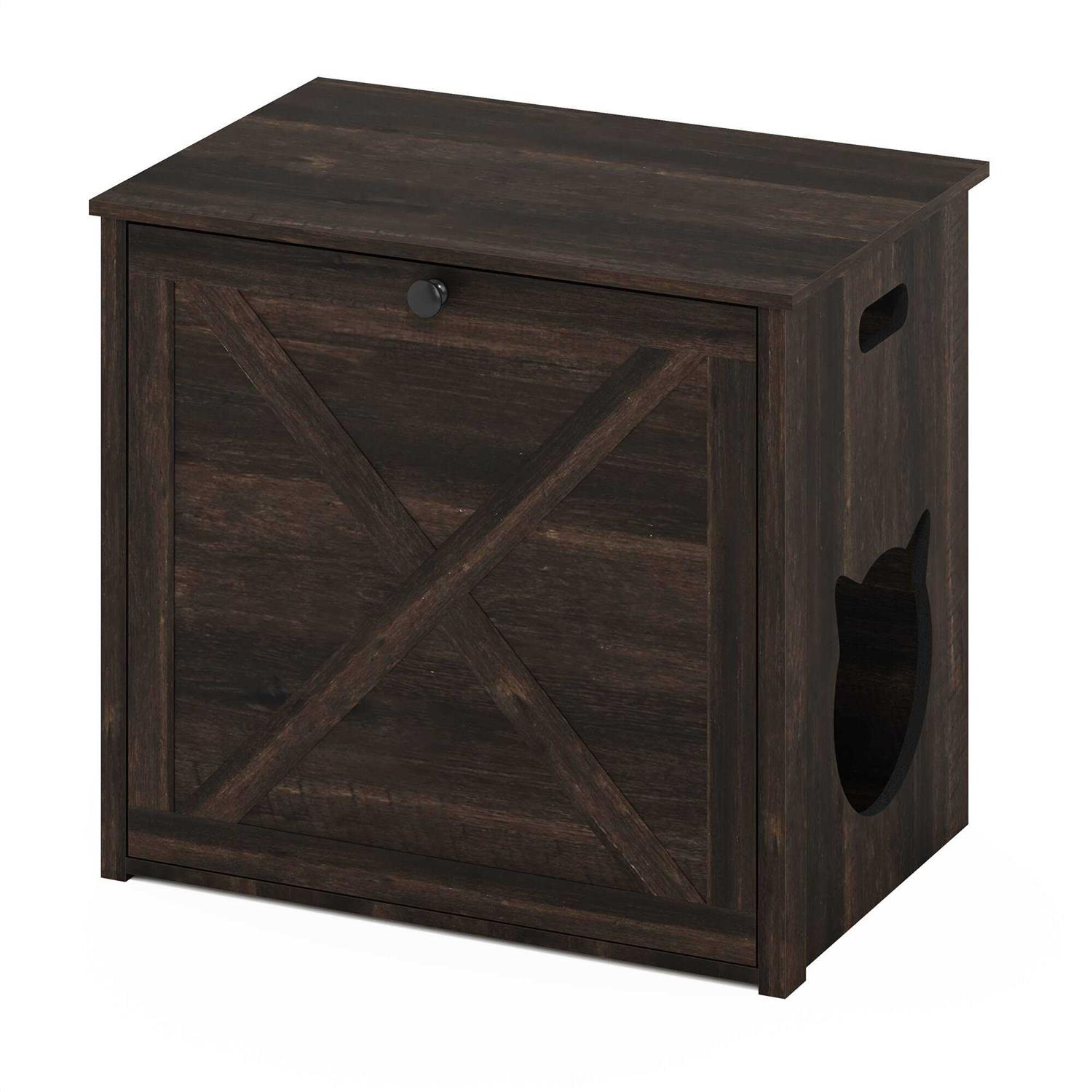 Furinno Peli Small Cat Litter Box Enclosure with Single Door FH22306RBR