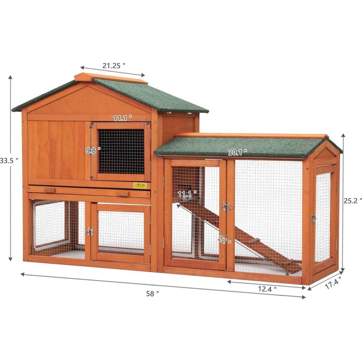 Coziwow by Jaxpety 2-Tier Outdoor Wooden Rabbit Hutch with Ramp