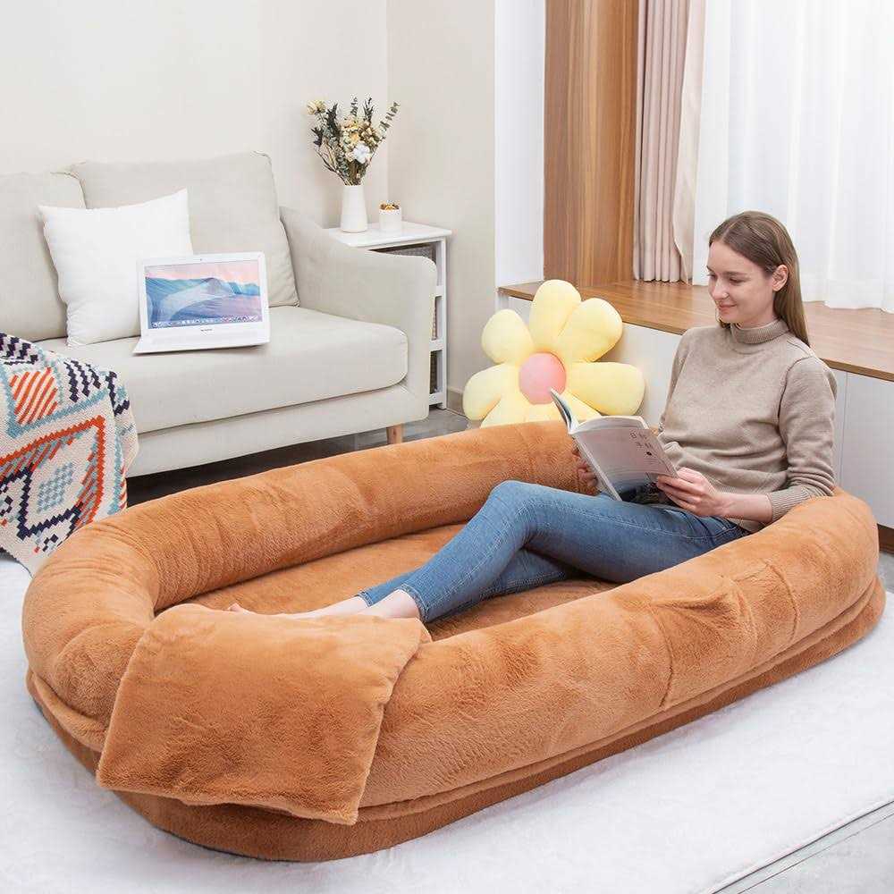 Human Dog Bed Large Dog Bed with Raised Cushioned Rim and
