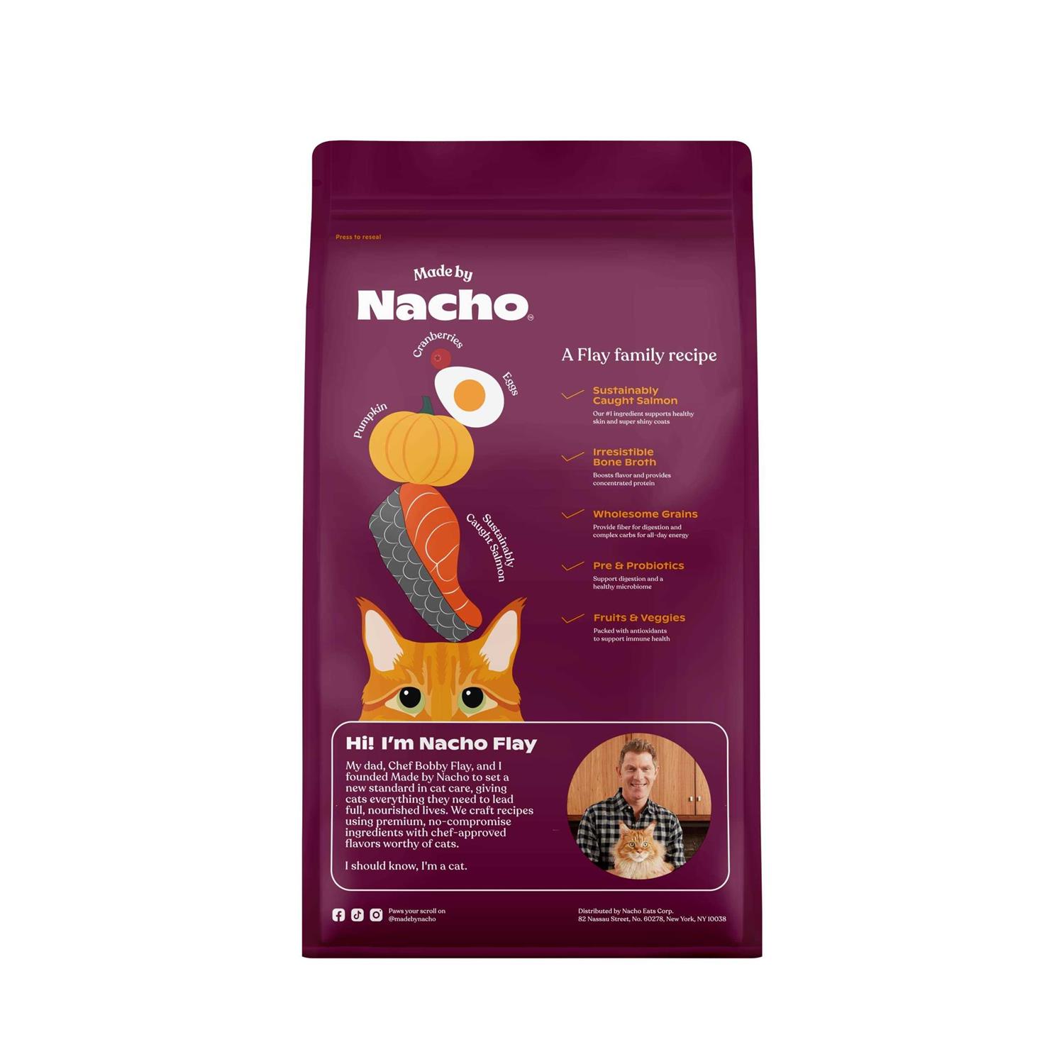 Made by Nacho Bone Broth Infused Sustainably Caught Salmon & Pumpkin Recipe Dry Cat Food