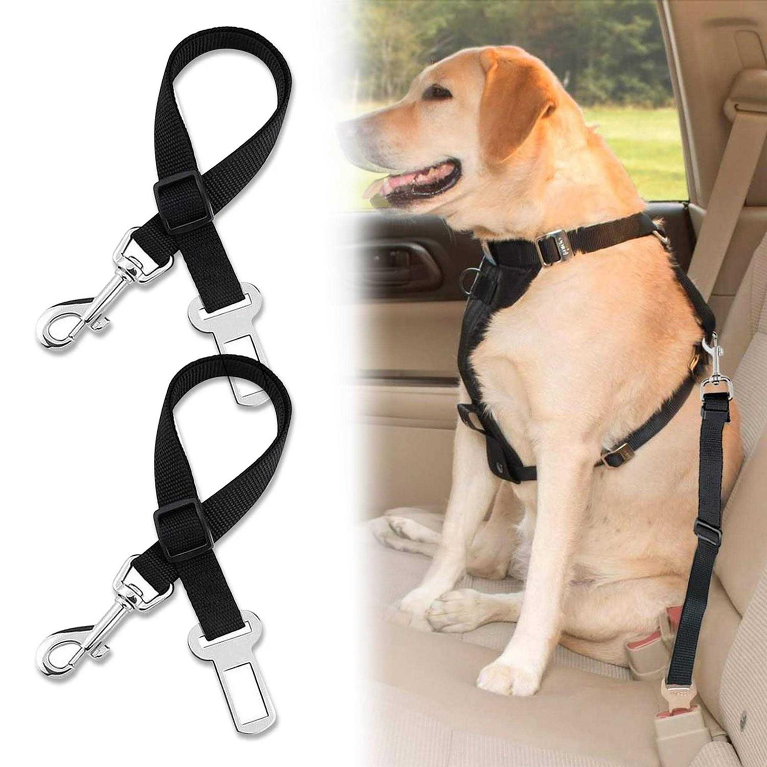 TSV 2pcs Dog Leash Seat Belt Pet Car Safety Lead with Swivel Clip
