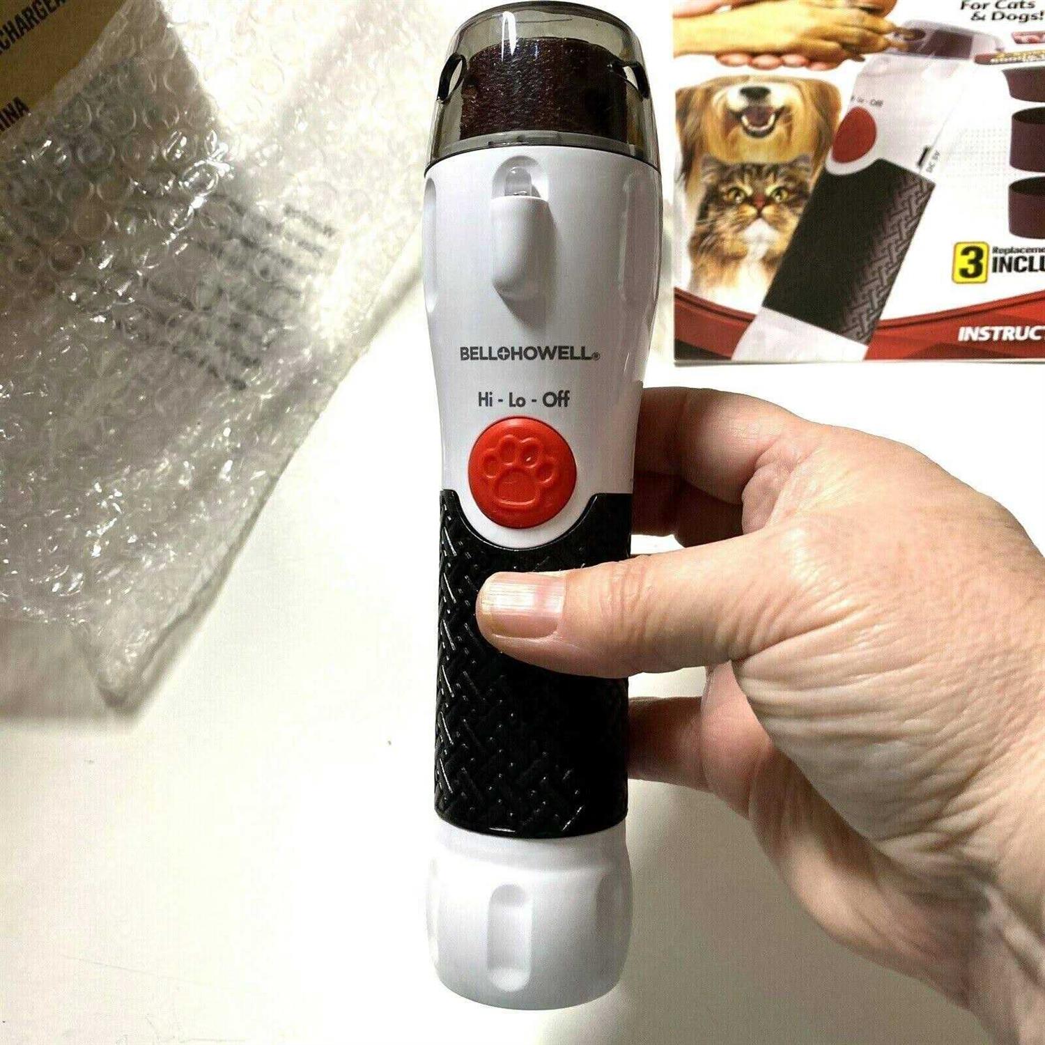 Bell+Howell PAWPERFECT Pet Nail Rotating File with 7000-14000 RPM’s, Dog Nail Grinder Gentle and Painless Trimmer in 3 Modes with 3 Replacement