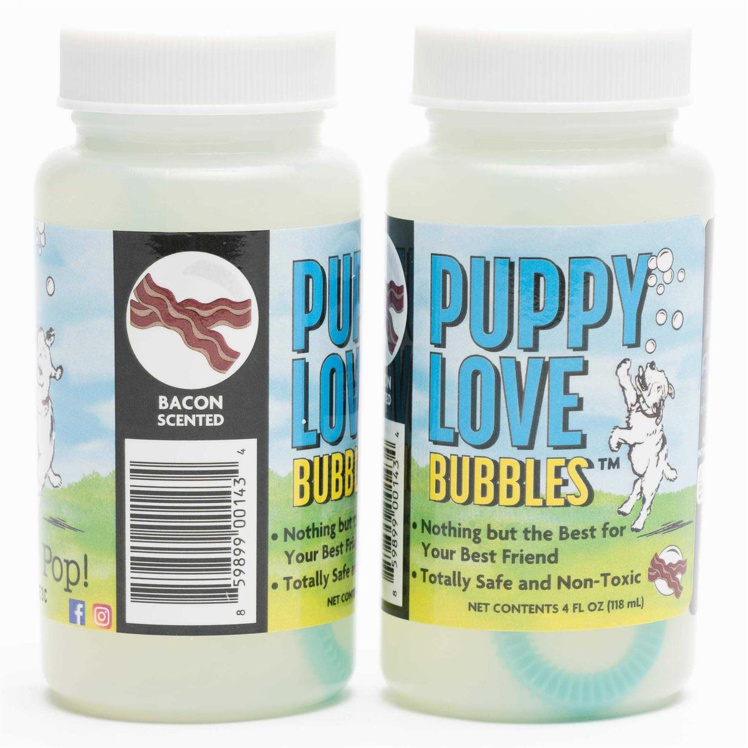 Puppy Love Bubbles Peanut Butter & Bacon Scented Bubbles 4oz. Bottle-2 Pack Combo for Dogs