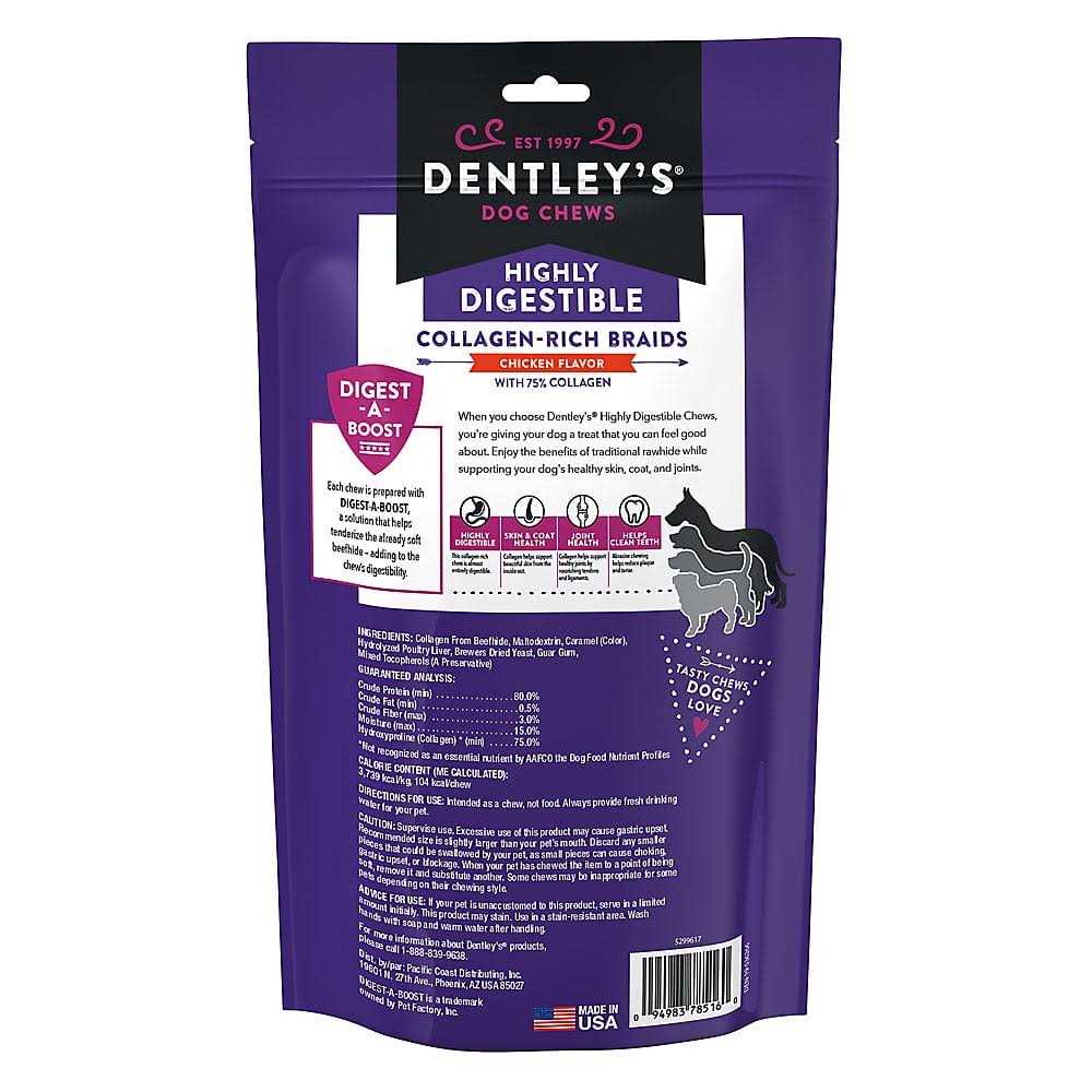 Dentley’s Highly Digestable 7 Collagen Braids Dog Chew