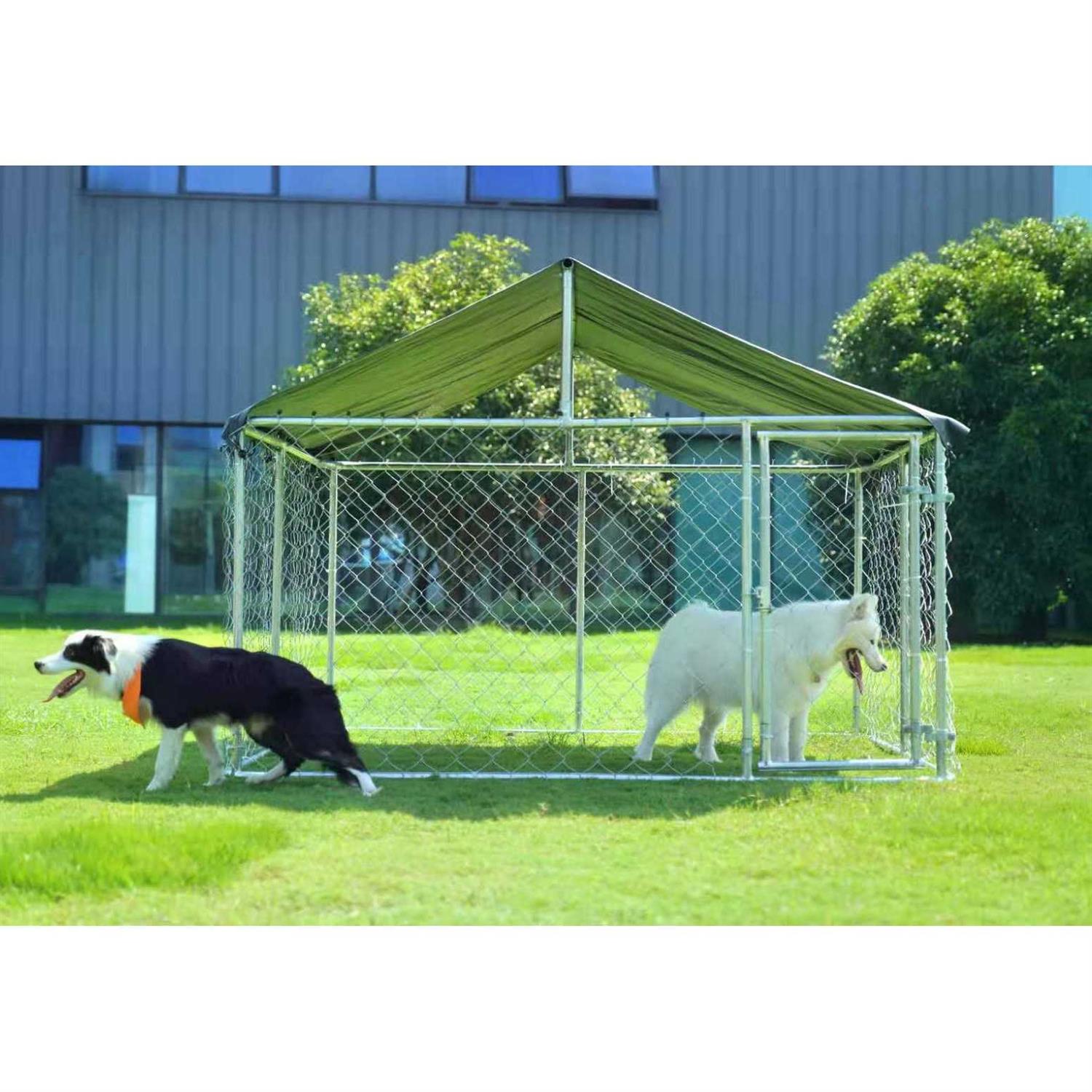 Petony Outdoor Dog Kennel Dog Cage Dog Playpen Dog Fence Chicken Coop Hen House Heavy Duty Pet Playpen with Large Galvanized Chain Link with UV