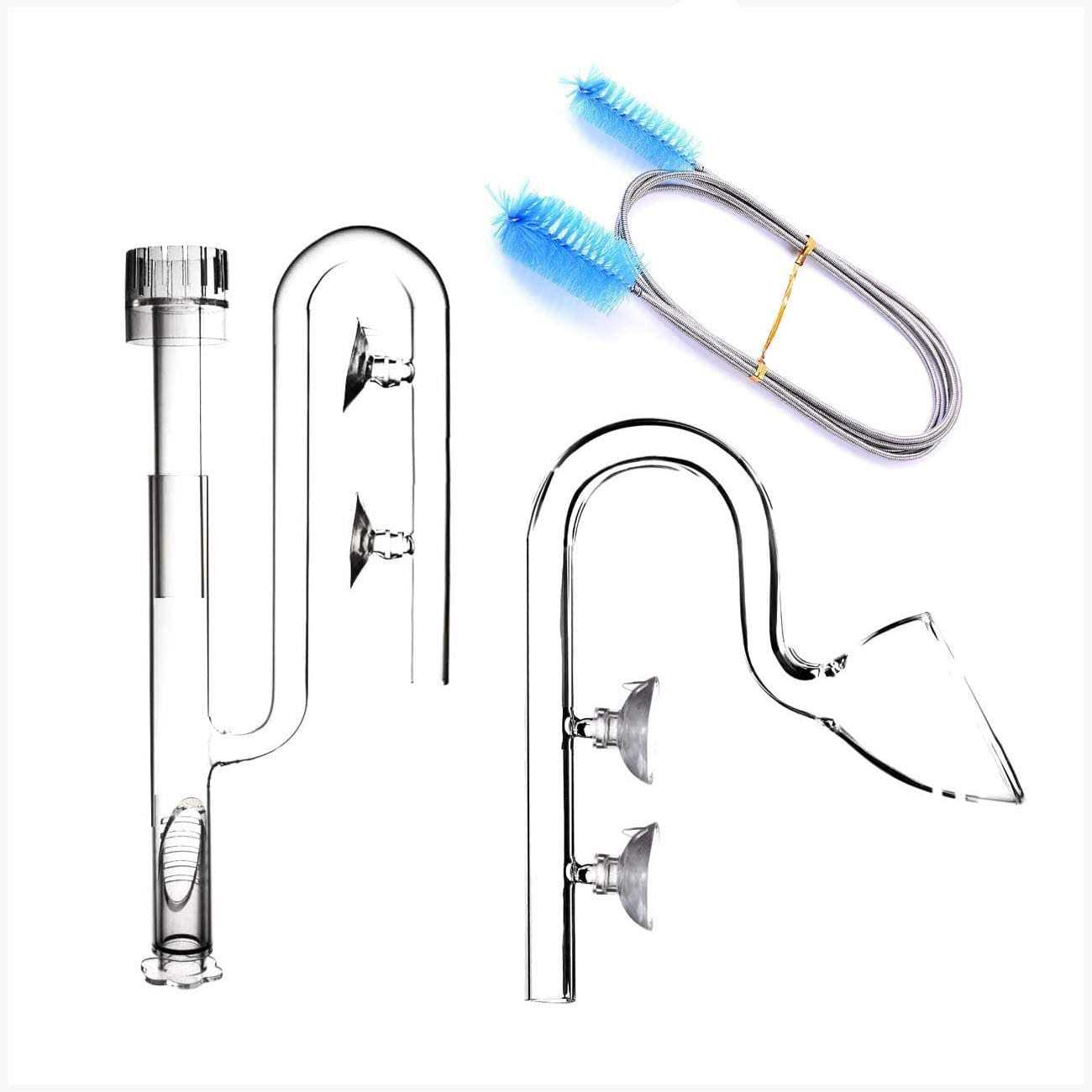 FZONE Aquatic Glass Lily Pipe Set with Lily Skimmer Inflow and Lily Outflow for Aquarium Filter 5/8” Tubing