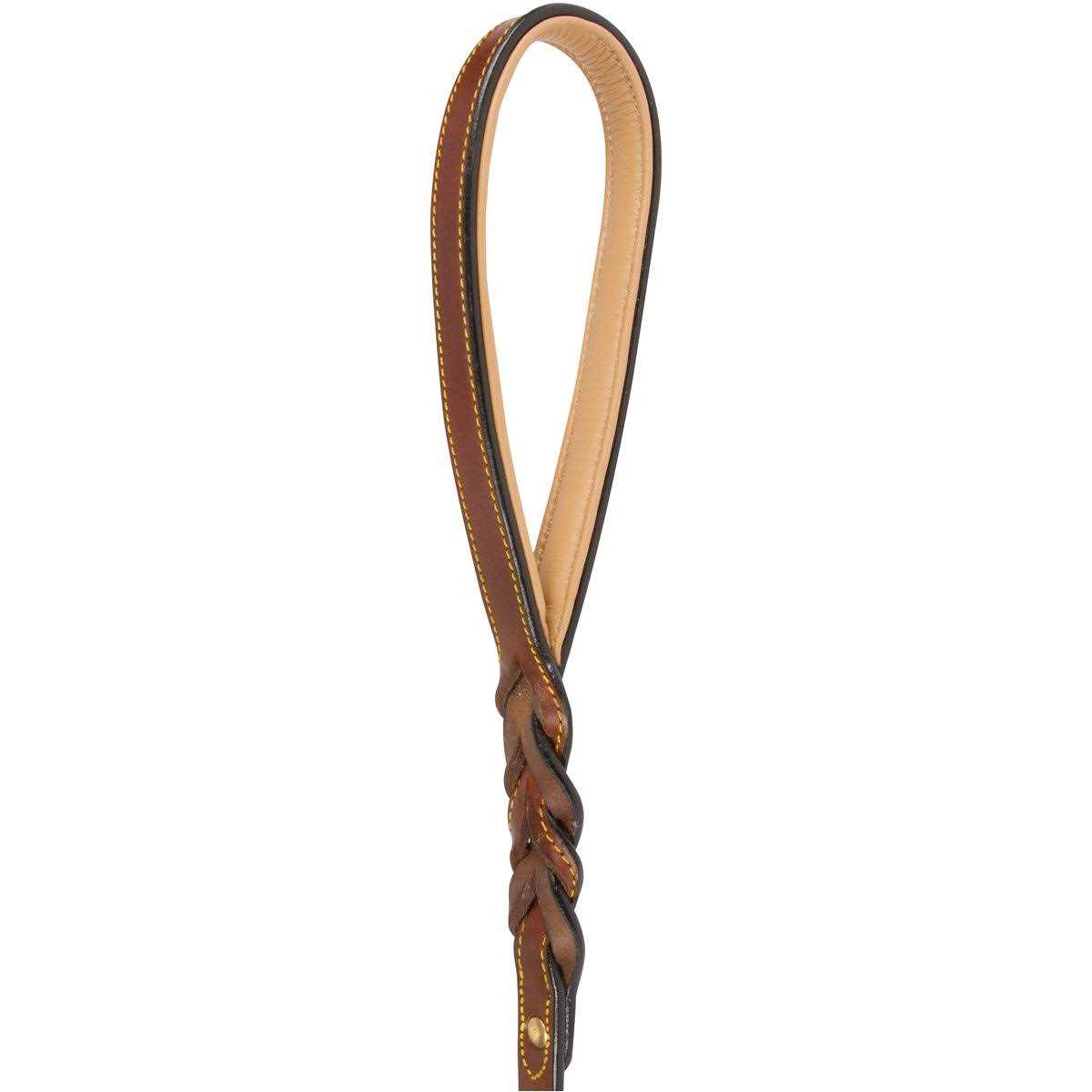 Soft Touch Collars 6 Foot Braided Leather Dog Leash with Traffic Handle, Two Handles for Training and Safety