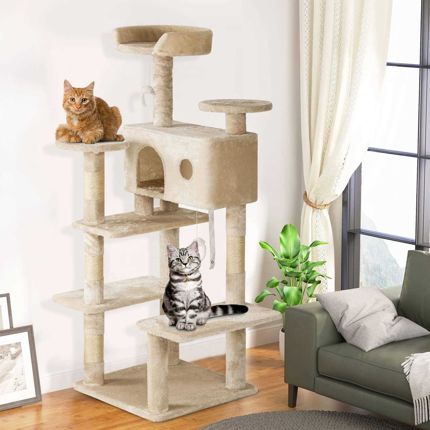 Bestpet 54in Cat Tree Tower with Cat Scratching Posts Stand House Cat Condo with Funny Toys