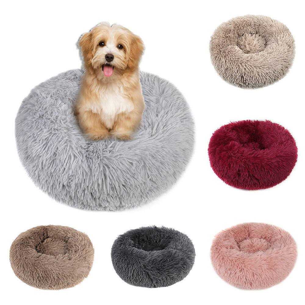 Round Plush Pet Bed for Dogs & Cats,Fluffy Soft Warm Calming Bed Sleeping Kennel Nest