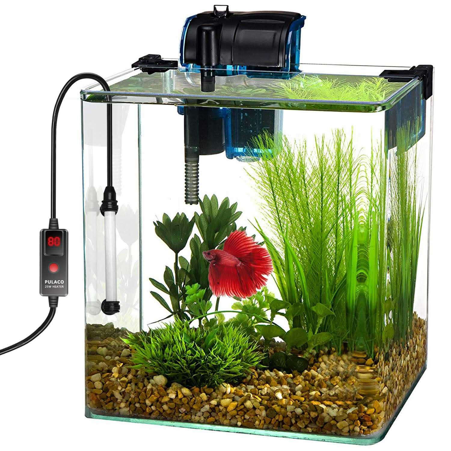 PULACO 50W Mini Aquarium Heater with External Controller & LED Temperature Display