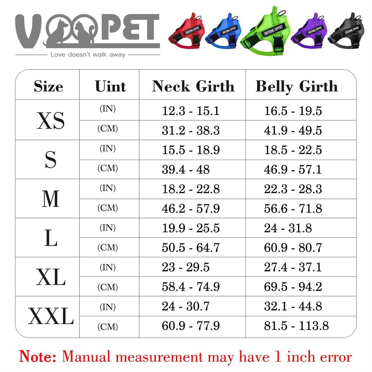 voopet Service Dog Harness,Emotional Support Pet Vest Harness,Reflective Breathable and Adjustable No-Pull ESA Dog Harness