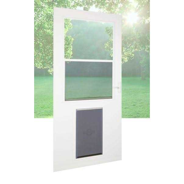 LARSON Pet Door XL 81-in White High-view Wood Core Storm Door