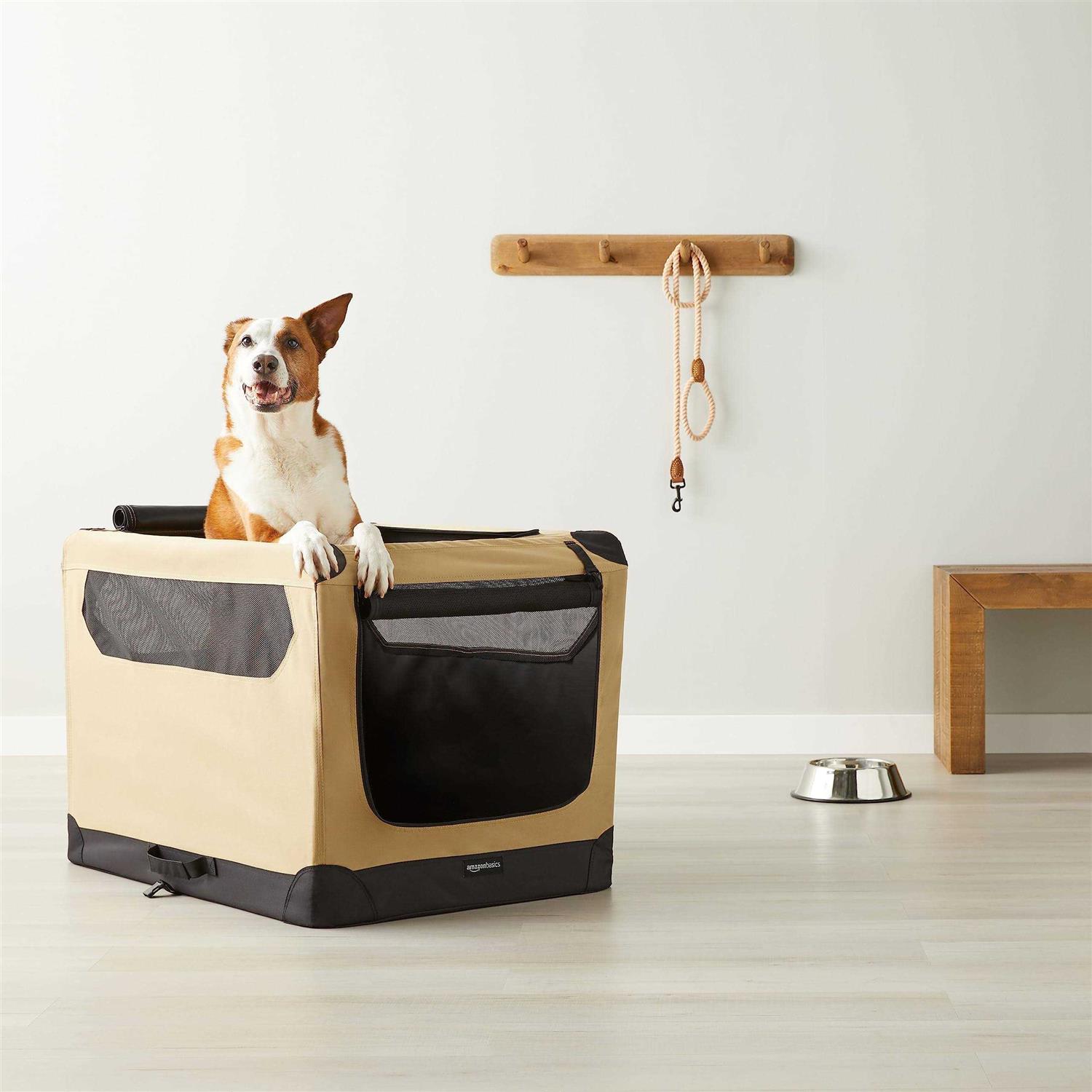Amazon Basics 2-door Soft-sided Folding Travel Crate Dog Kennel