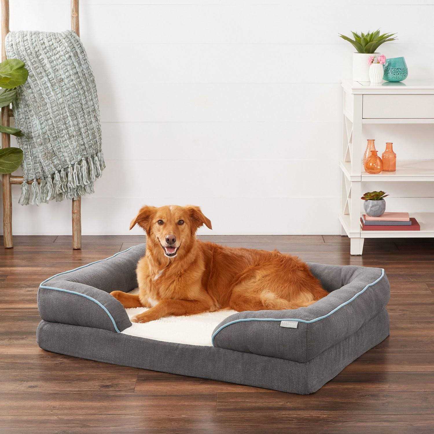 Frisco Plush Orthopedic Front Bolster Cat Dog Bed w/Removable COVER