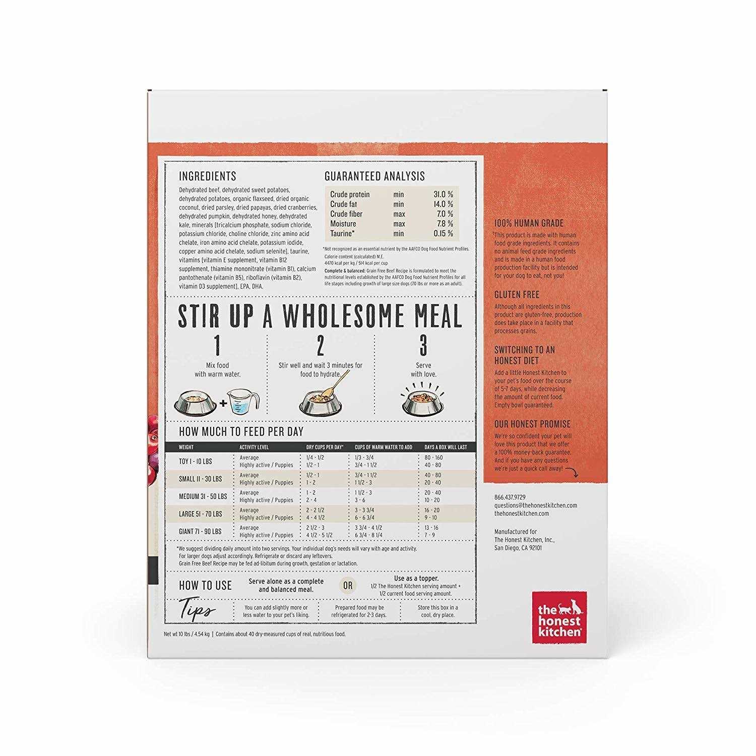 The Honest Kitchen Dehydrated Grain-Free Beef Dog Food 10lb