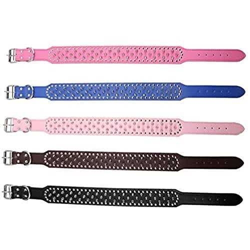 Hoot Pu Leather Adjustable Spiked Studded Dog Collar 2 Wide Spikes
