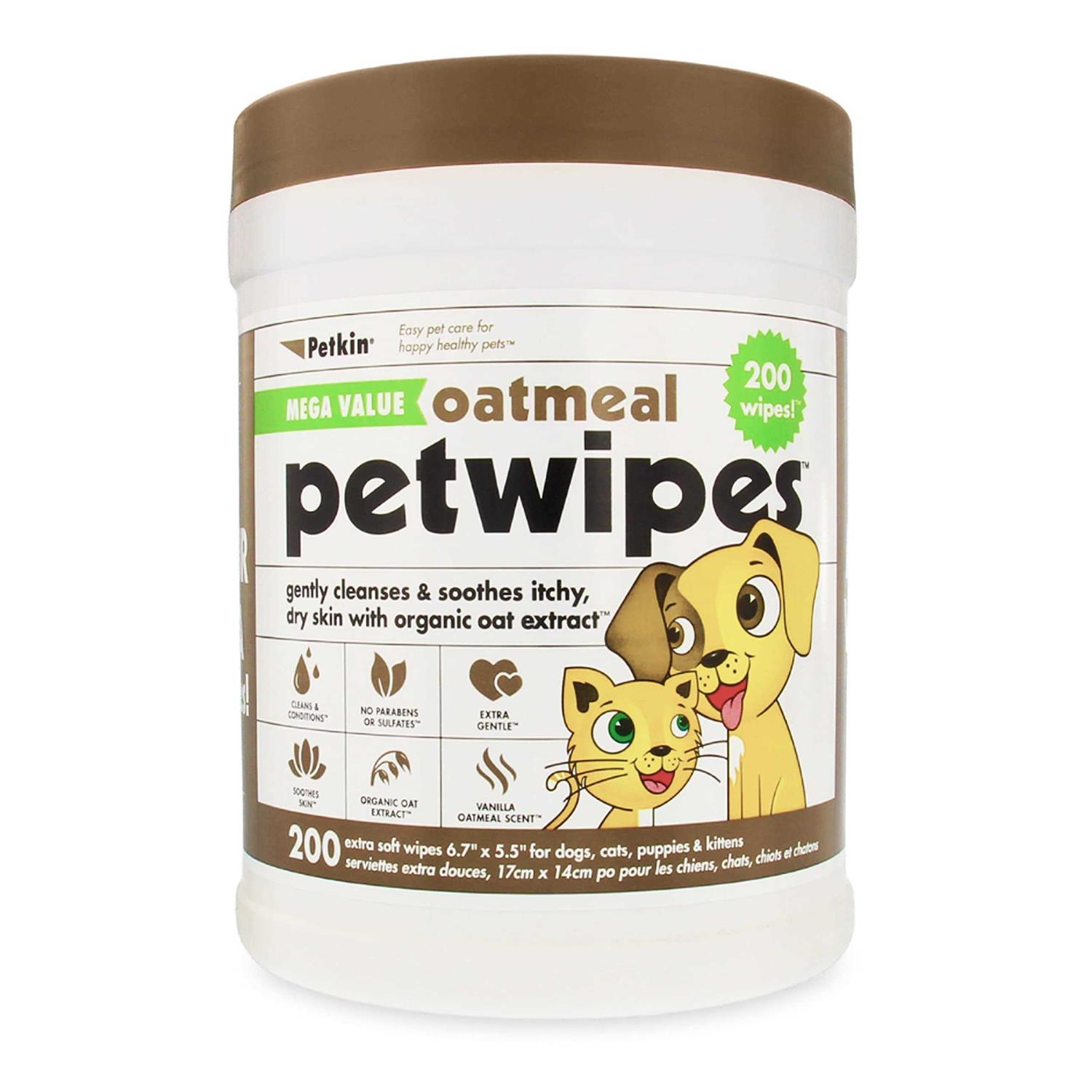 Petkin MegaValue Oatmeal Pet Wipes 200 Count