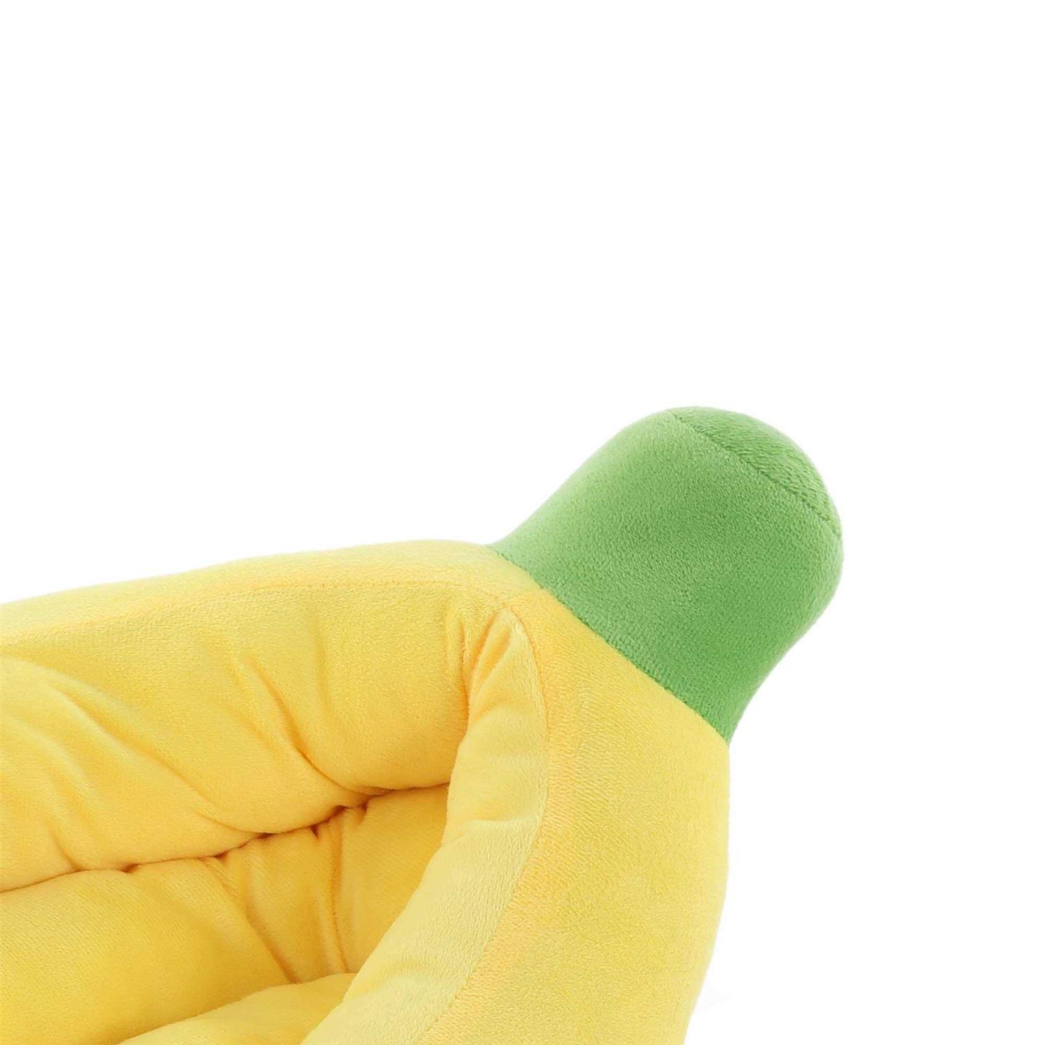 Silicute Dog Bed Cat Bed Pet Bed Comfortable and Washable in Banana Shape and Color w/Removable Cushion