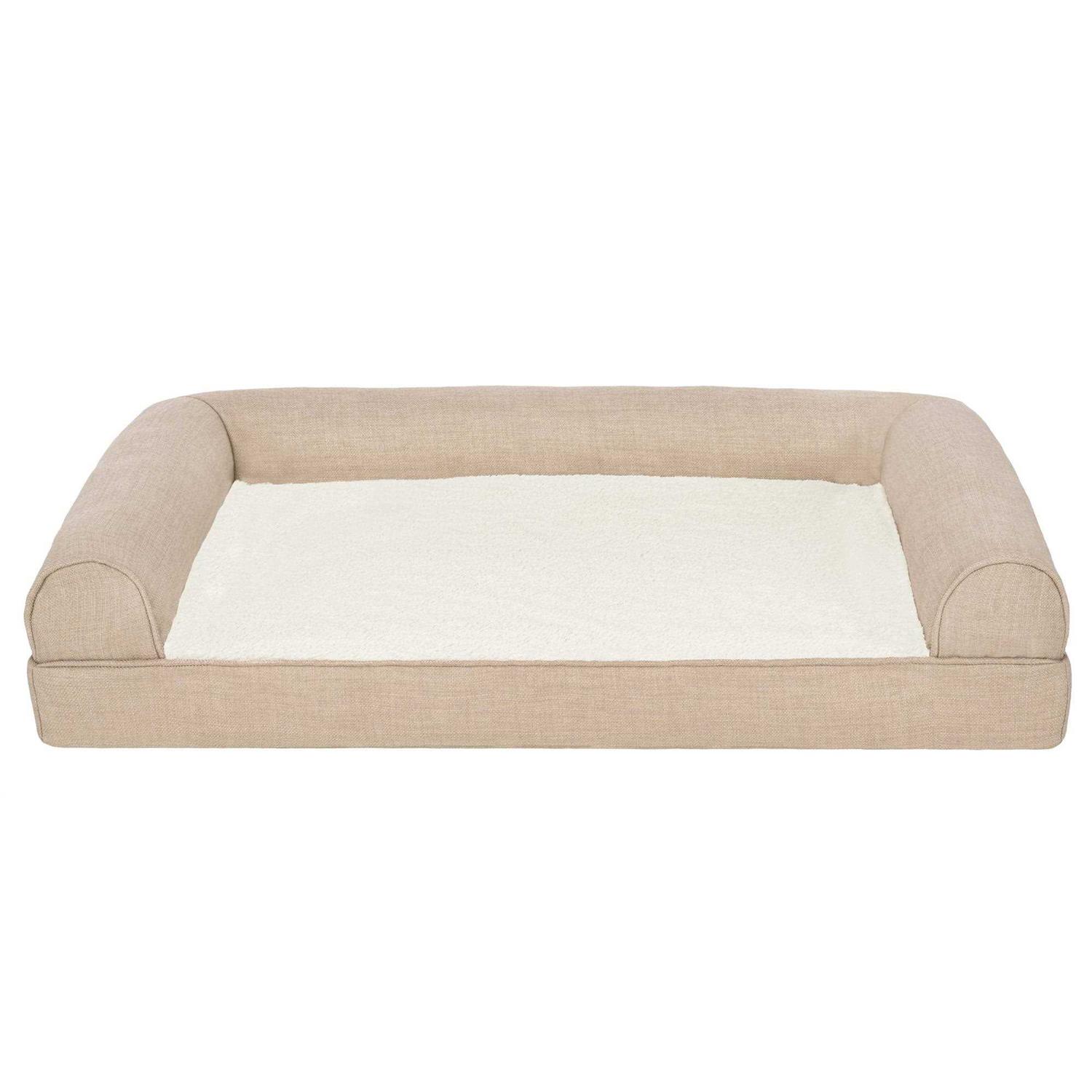 FurHaven Pet Products Plush & Performance Linen Orthopedic Sofa Pet Bed for Dogs & Cats