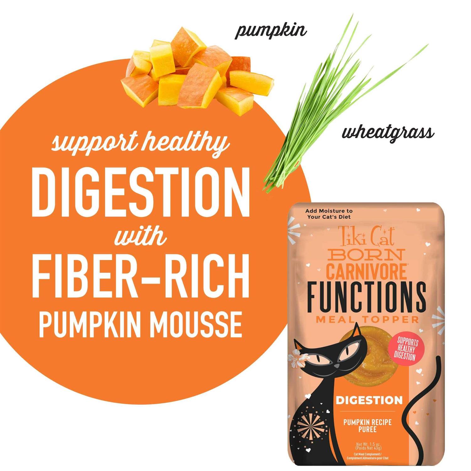 Tiki Cat Born Carnivore Functional Pumpkin Recipe Puree Digestion Meal Topper