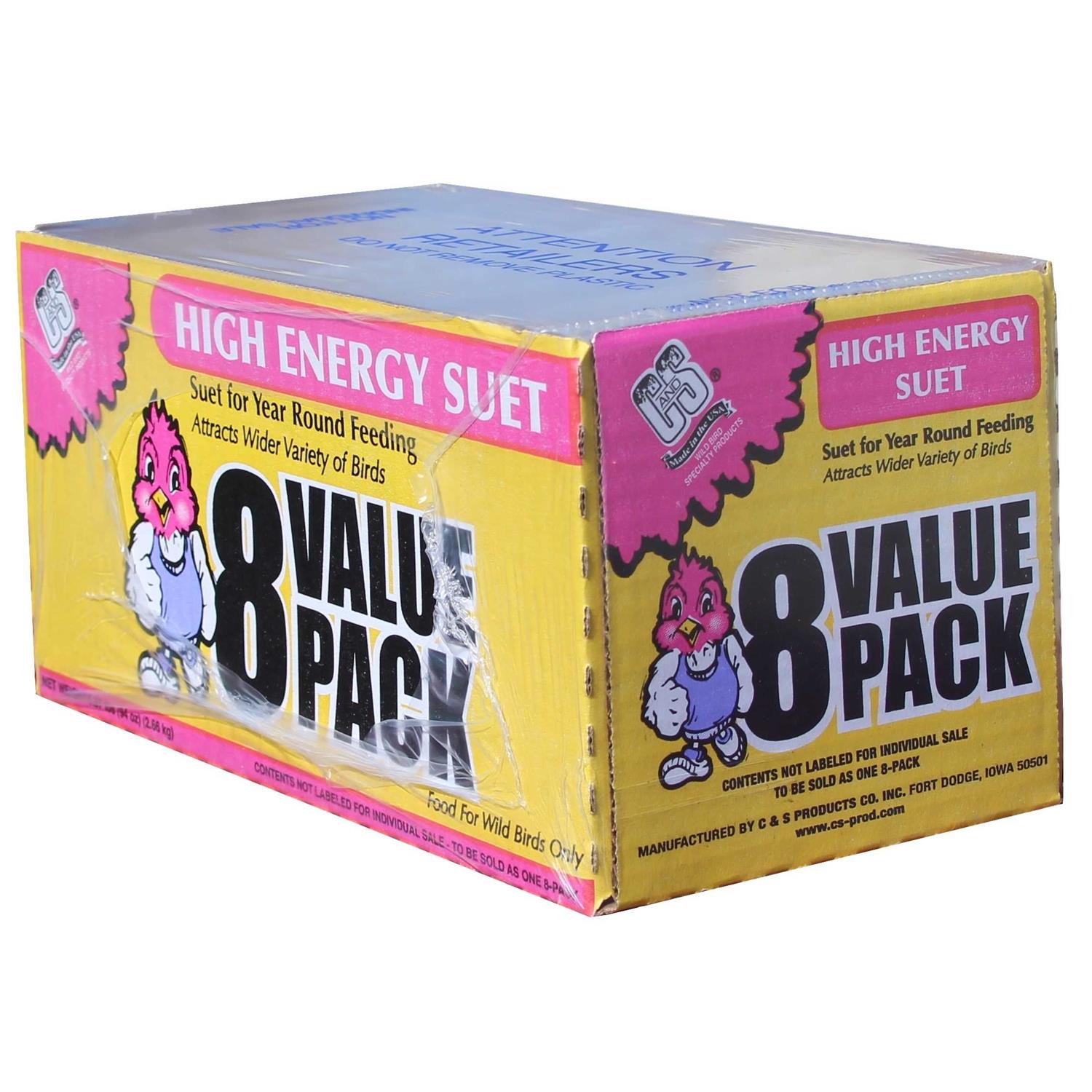 C&s Products High Energy Fresh Suet Value Pack, for Year Round Wild Bird Feeding, 8 Cake Pack, Fresh, Size: 8 cakes