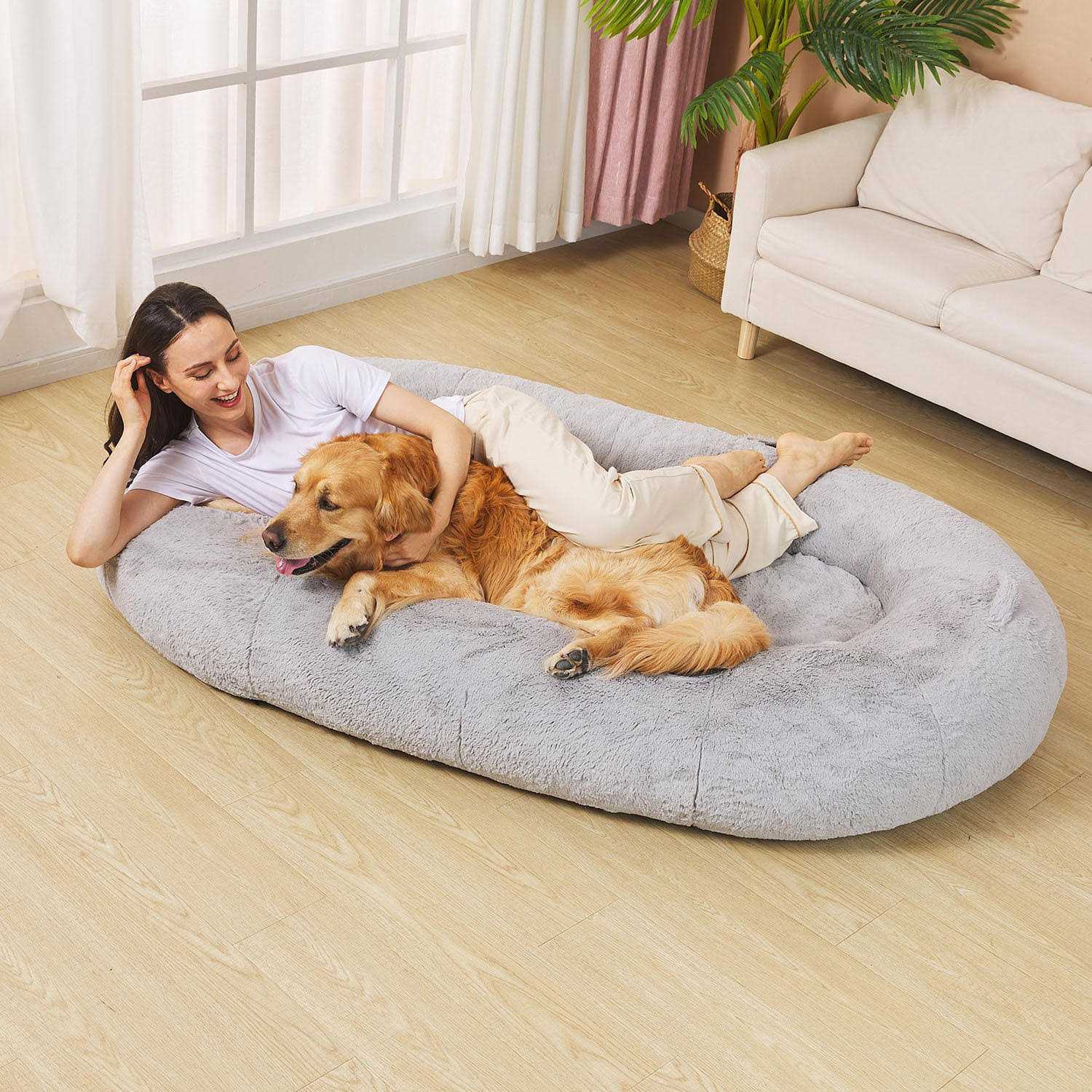 Fond + Found Large Cozy Plush Pet Bed for Humans