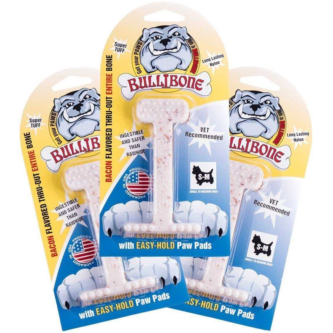 Bullibone Nylon Dog Chew Toy Nylon Bone Improves Dental Hygiene Easy to Grip Bottom and Permeated with Flavor