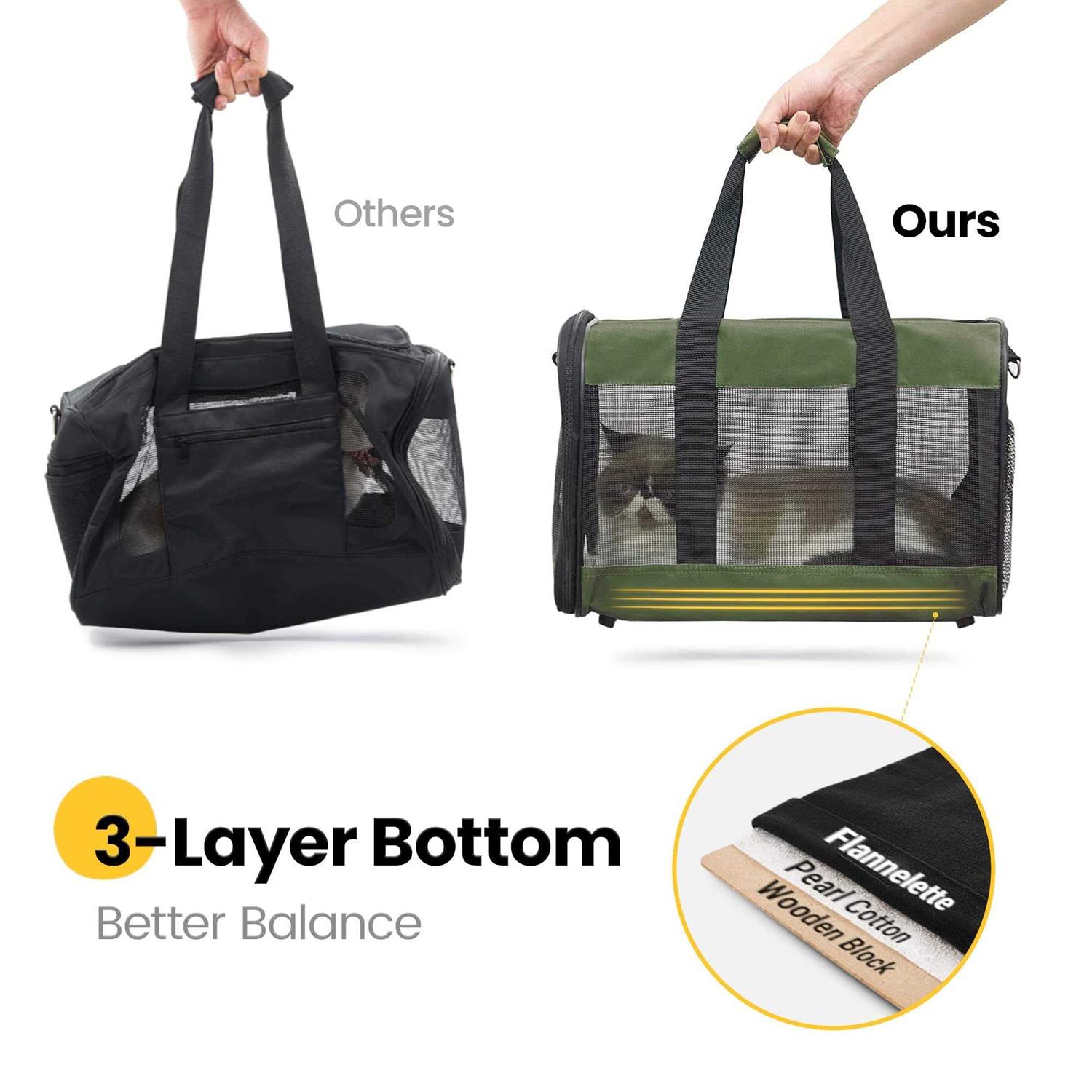 Conlun Cat Carrier Airline Approved Soft-Sided Dog Carrier with Inner Safety Leash