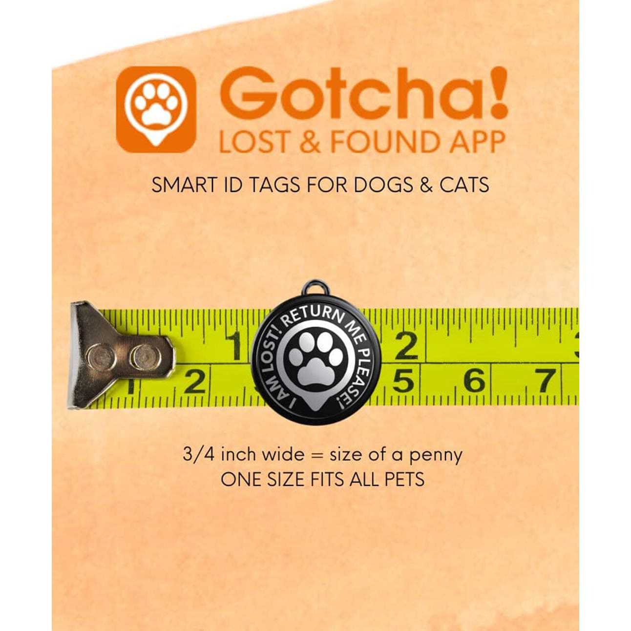 Gotcha Smart Pet ID Tag for Pets, Easily Attaches to Dog & Cat Collars and Harnesses