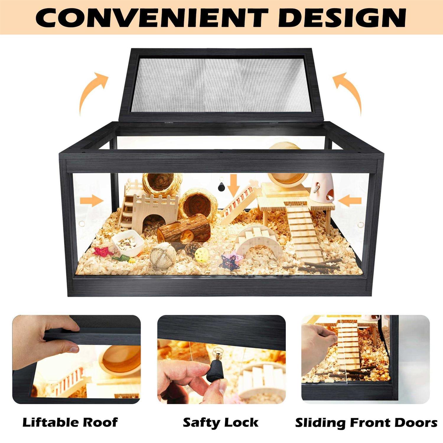 Prolee Hamster Cage Wooden Mice and Rat Habitat Openable Top with Acrylic Sheets Solid Built
