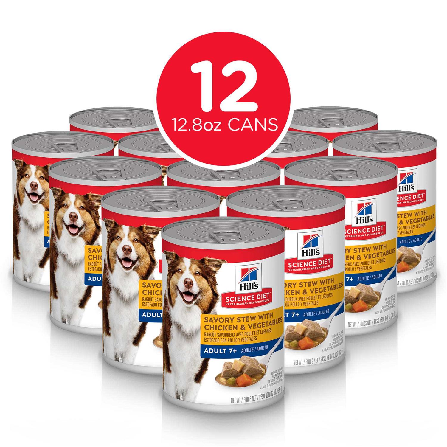 Hill’s Science Diet Adult 7+ Savory Stew with Chicken & Vegetables Canned Dog Food, 12.8 oz., Case of 12