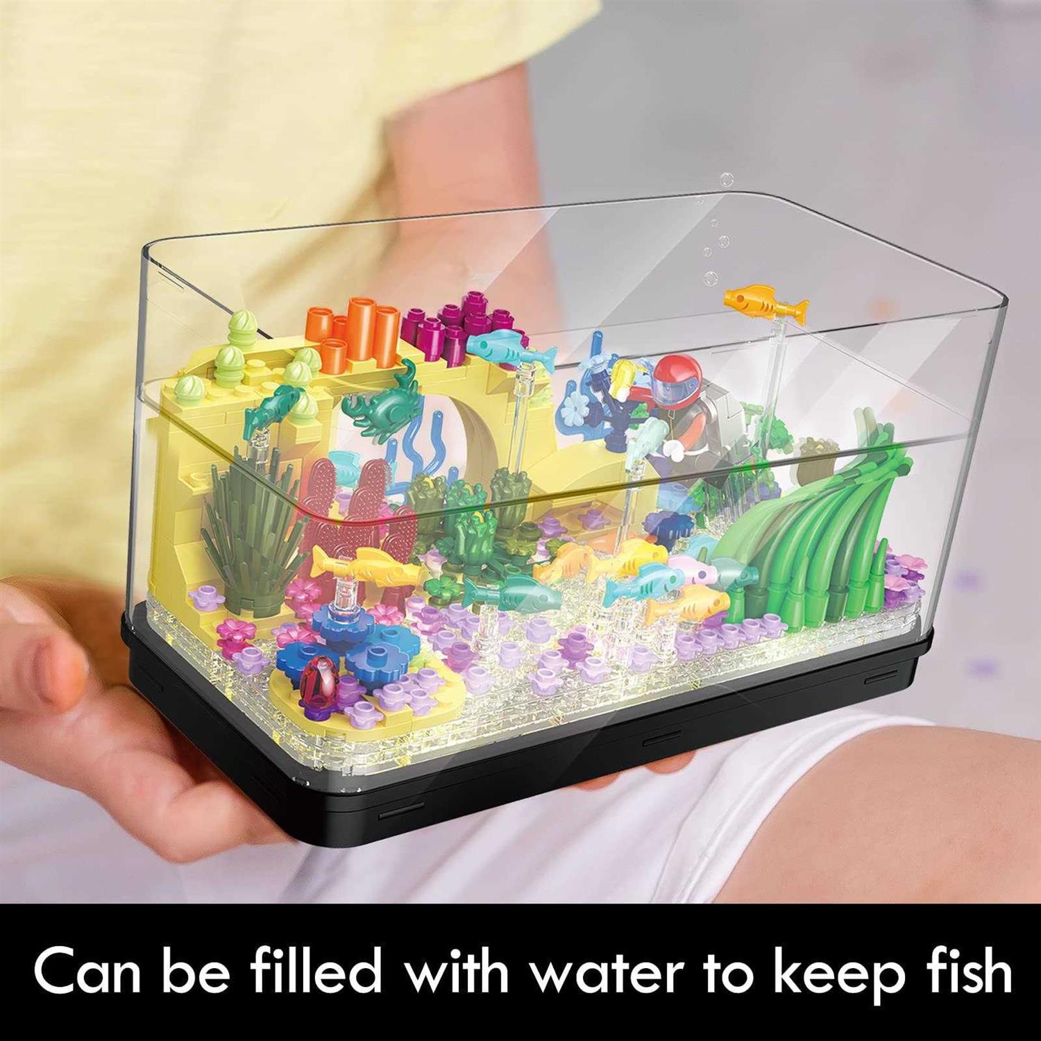 high godo fish tank aquarium building sets Creative Model Mini Block with Light kit