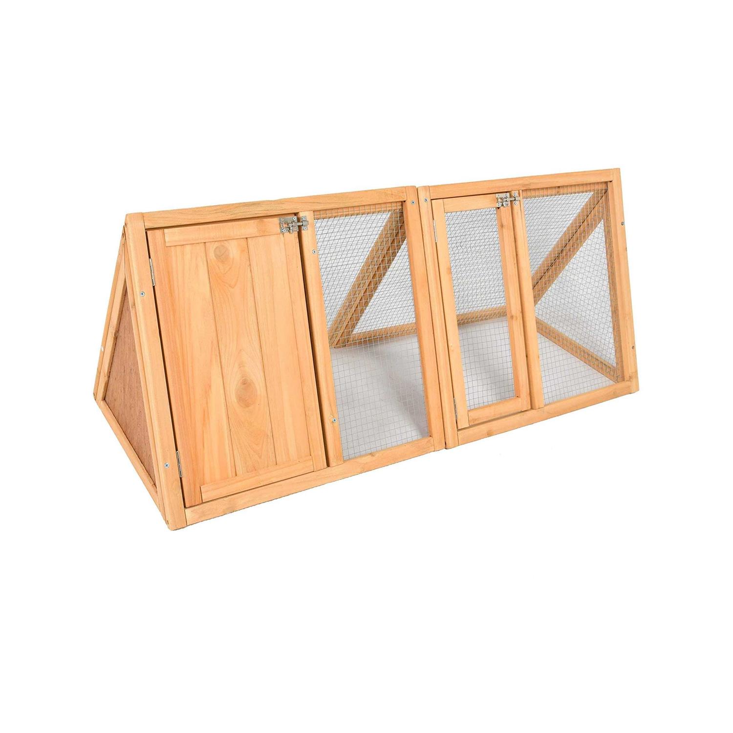 Rabbit Hutch Wooden Bunny Cage A-Frame Chicken Coop for Small Animals