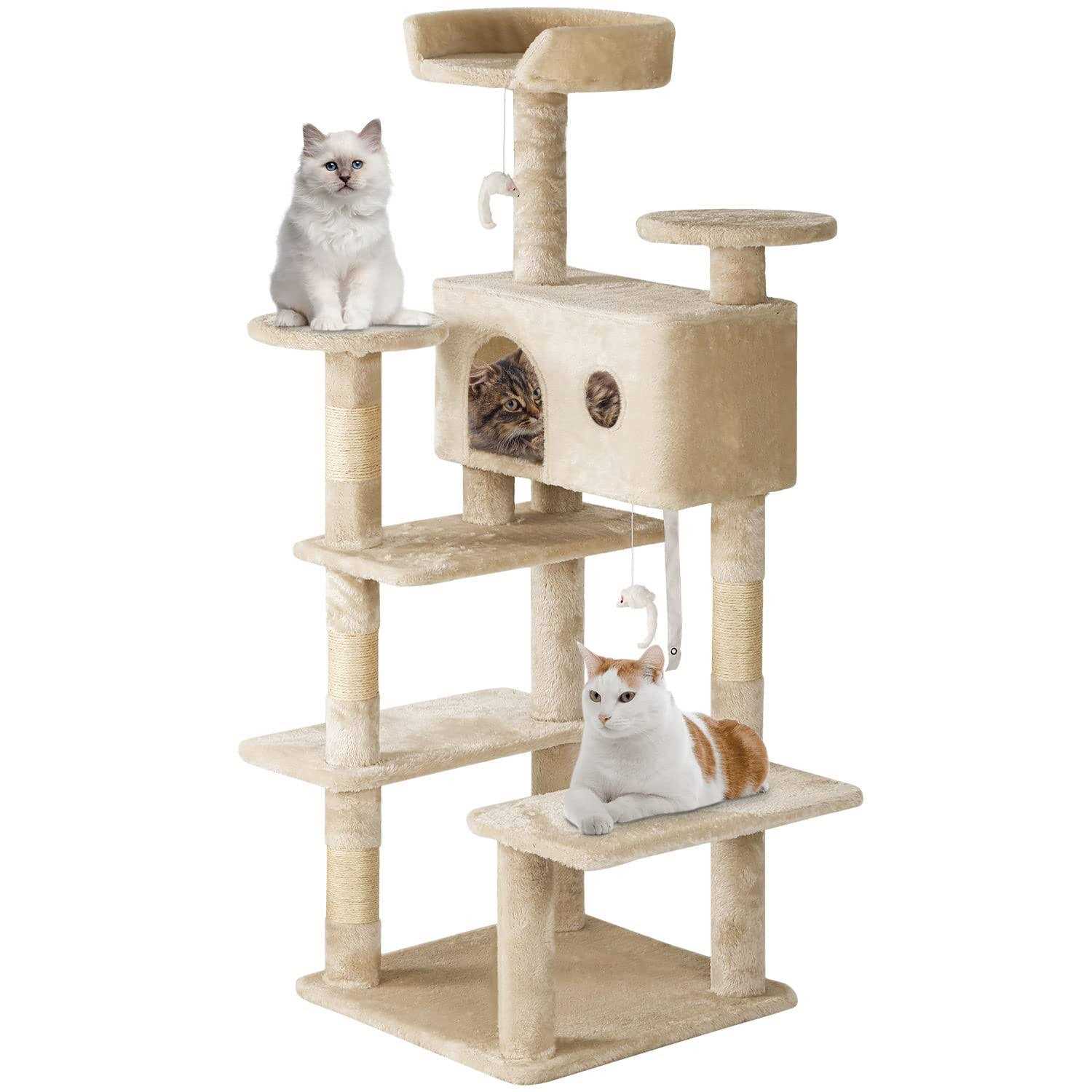Bestpet 54in Cat Tree Tower with Cat Scratching Posts Stand House Cat Condo with Funny Toys
