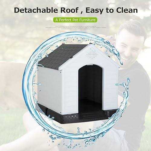 Bestpet Large Dog House Insulated Kennel Durable Plastic Dog House for Small Medium Large Dogs Indoor Outdoor Weather & Water Resistant Pet