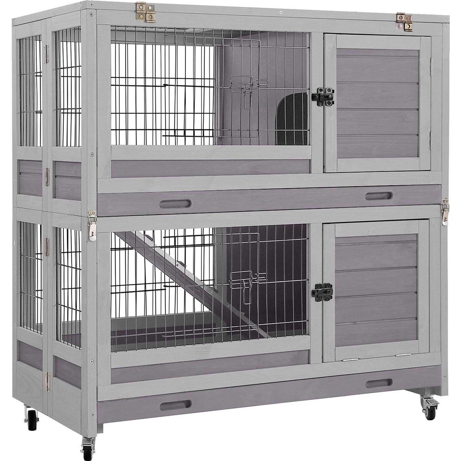 Aivituvin AIR18-F Premium Wooden Rabbit Hutch with Folding Design for Easy Assembly