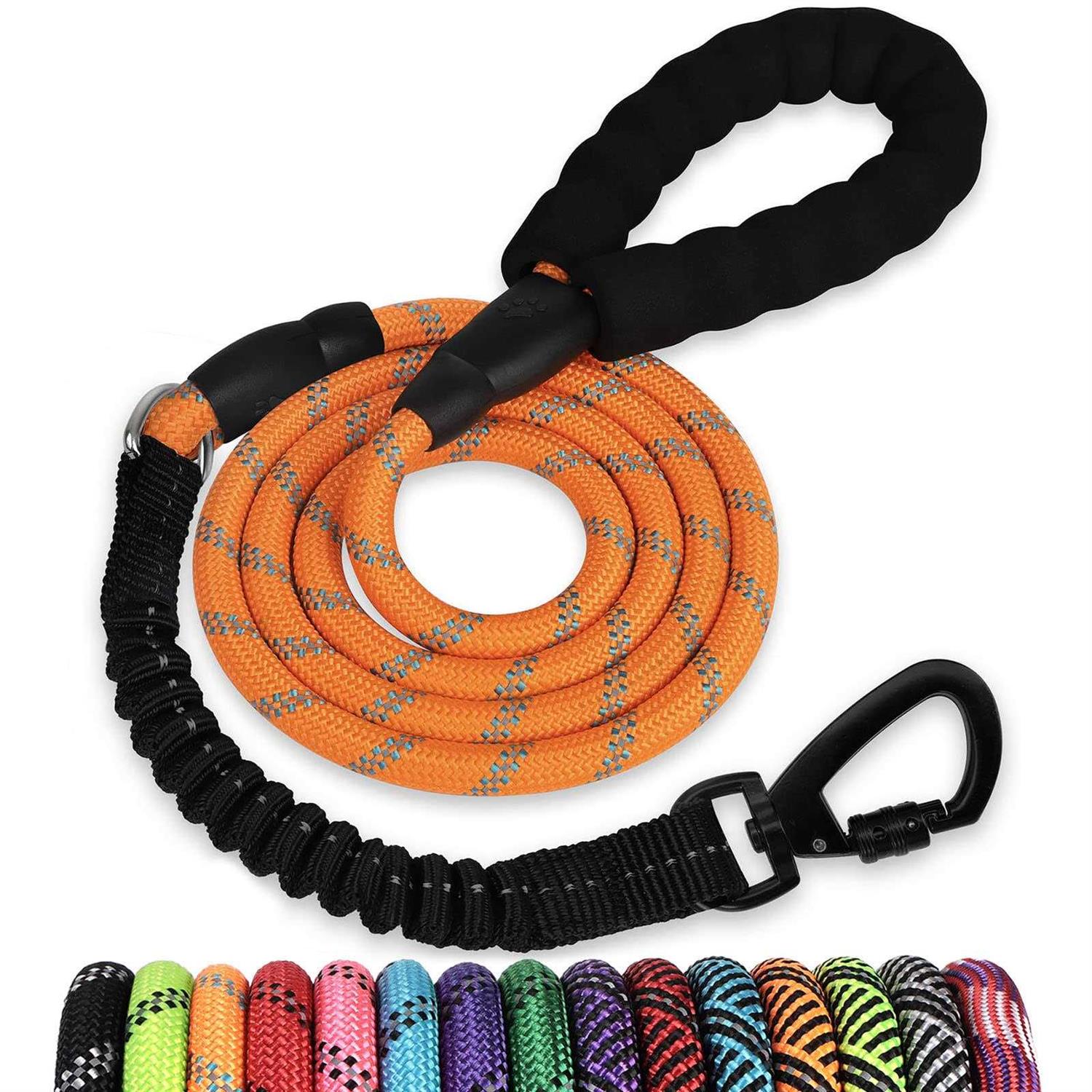 jenico Dog Leash 34561015203050100150FT Heavy Duty Leash with Swivel Lockable Hook and ,Reflective Threads Bungee Dog Leash comfortab
