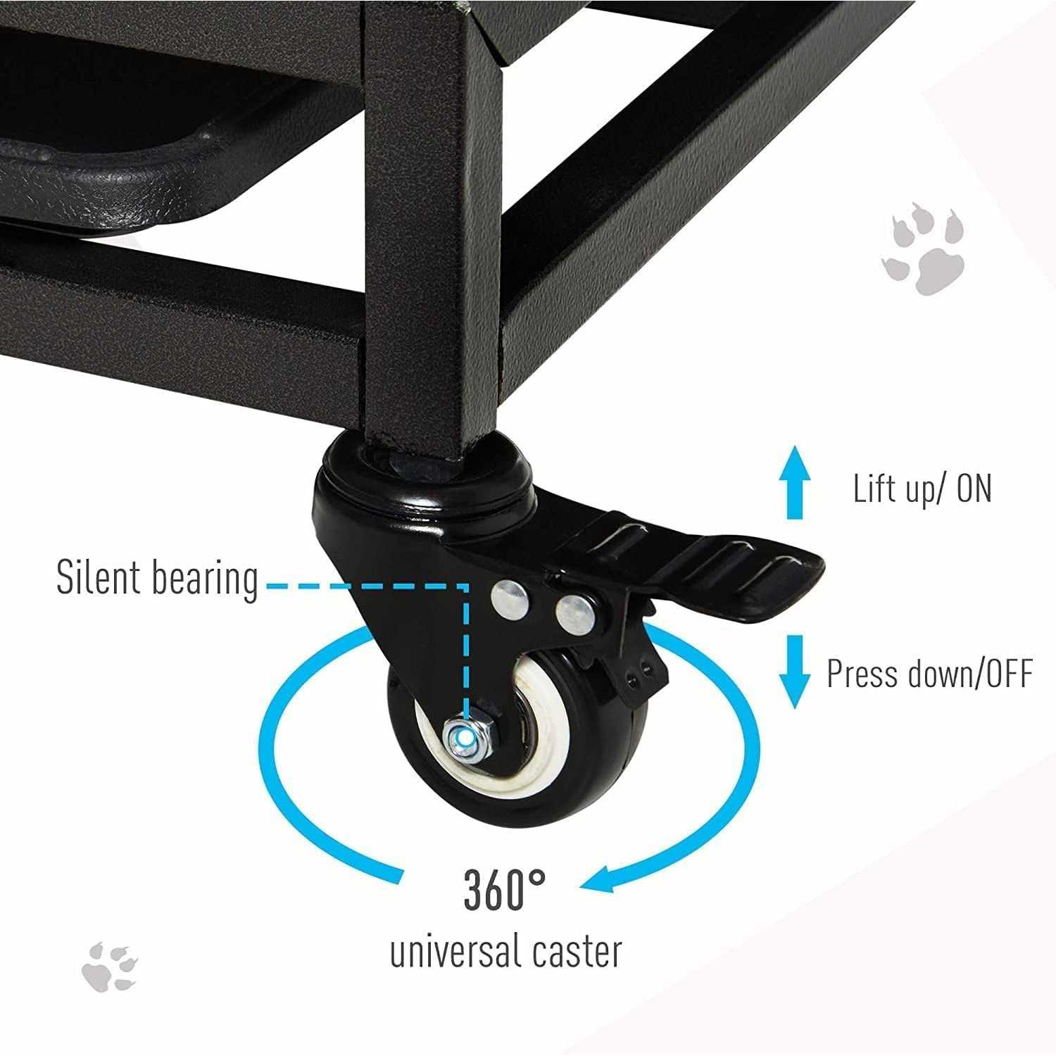 JINTANGLI Pet Heavy Duty Dog Crate for Large Medium Dogs, Metal Pet Cage Kennel Crate Roof Strong Playpen with Sturdy Latches and 4 Lockable Wheels