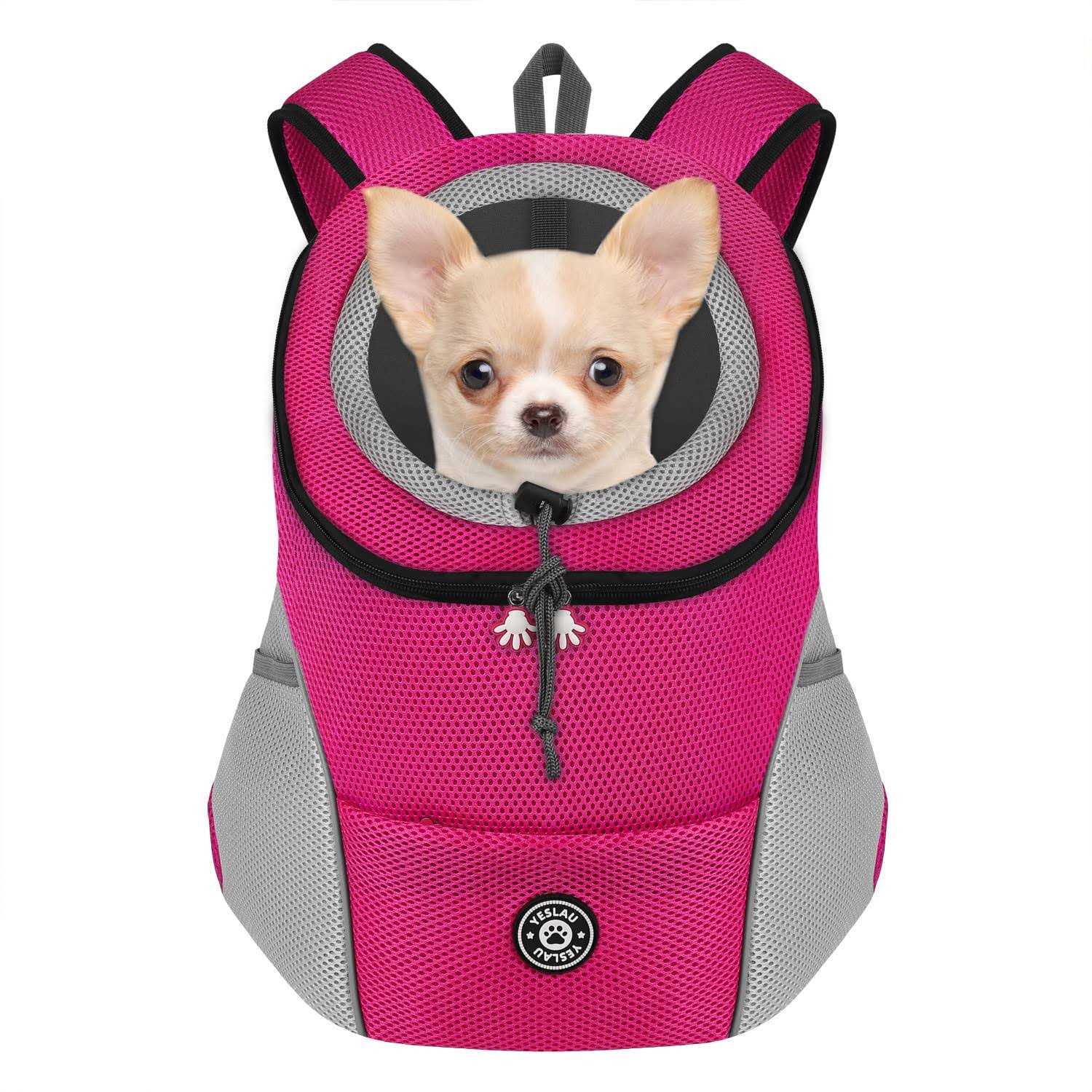 YESLAU Dog Backpack Carrier Pet Carrier for Small Medium Dogs Travel Bag Front Pack Breathable Adjustable with Safety Reflective Strips for Hiking
