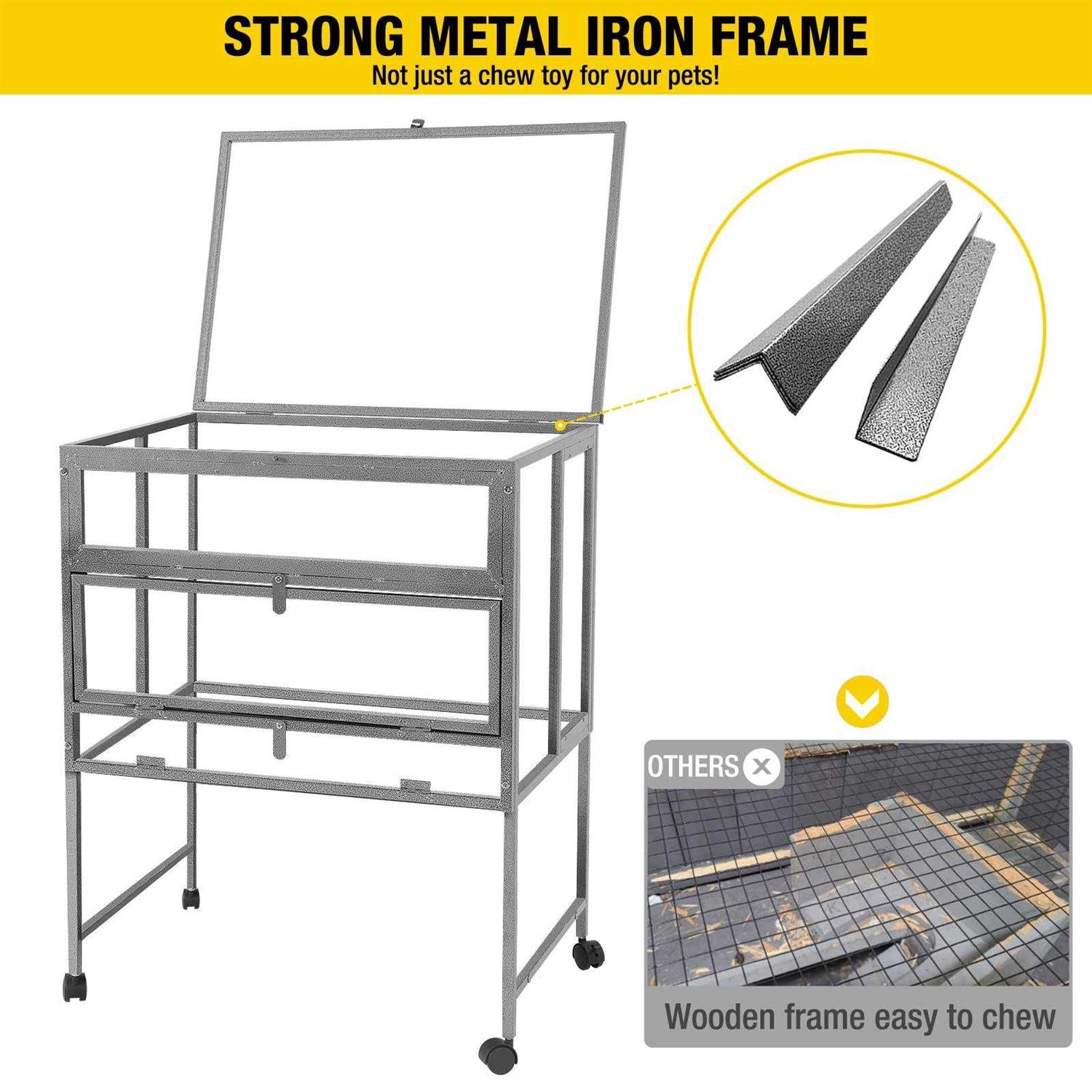 Aivituvin Hamster Cage Large Guinea Pig Cage with Metal Frame Movable Rat Habitat with Aluminium Alloy Edge,Plastic Deep Not Leakage Pull Out Tray,Storage