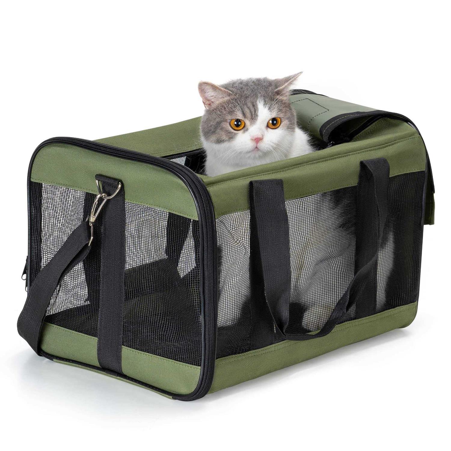 Conlun Cat Carrier Airline Approved Soft-Sided Dog Carrier with Inner Safety Leash