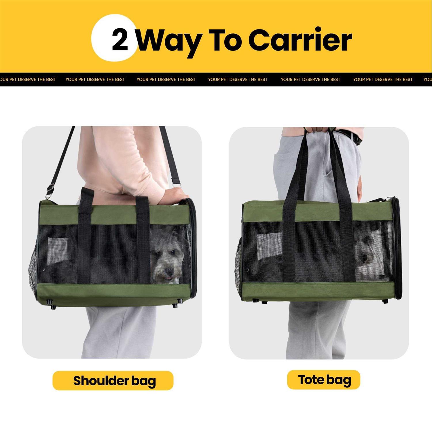 Conlun Cat Carrier Airline Approved Soft-Sided Dog Carrier with Inner Safety Leash