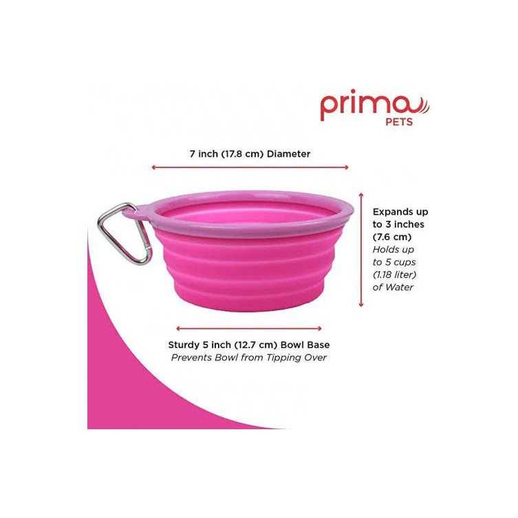 Prima Pets Prima Collapsible Silicone Water Travel Bowl with Clip Dog and Cat