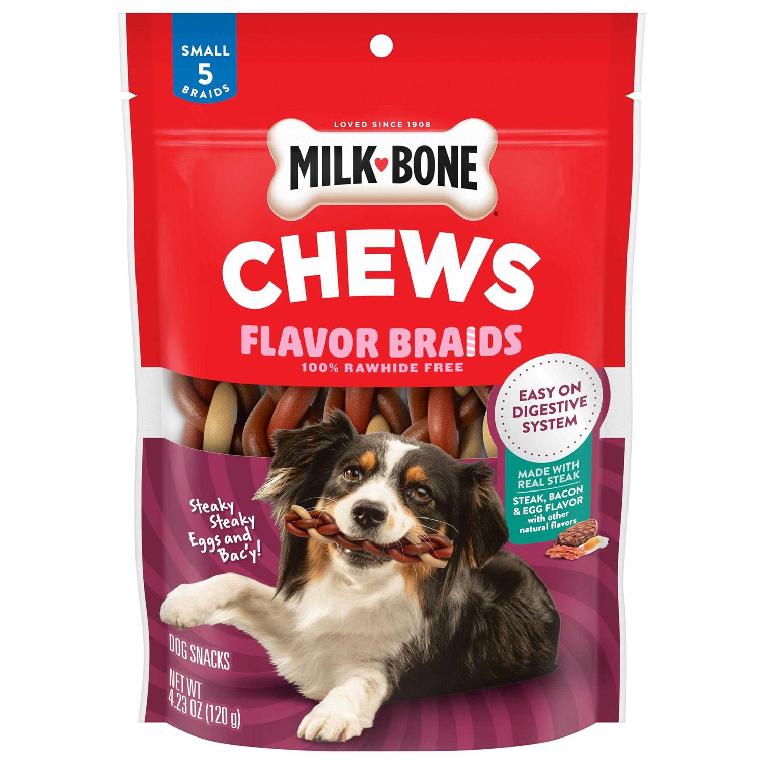 Milk-Bone Steaky Eggs & Bacy Flavor Braids,Dog Chews
