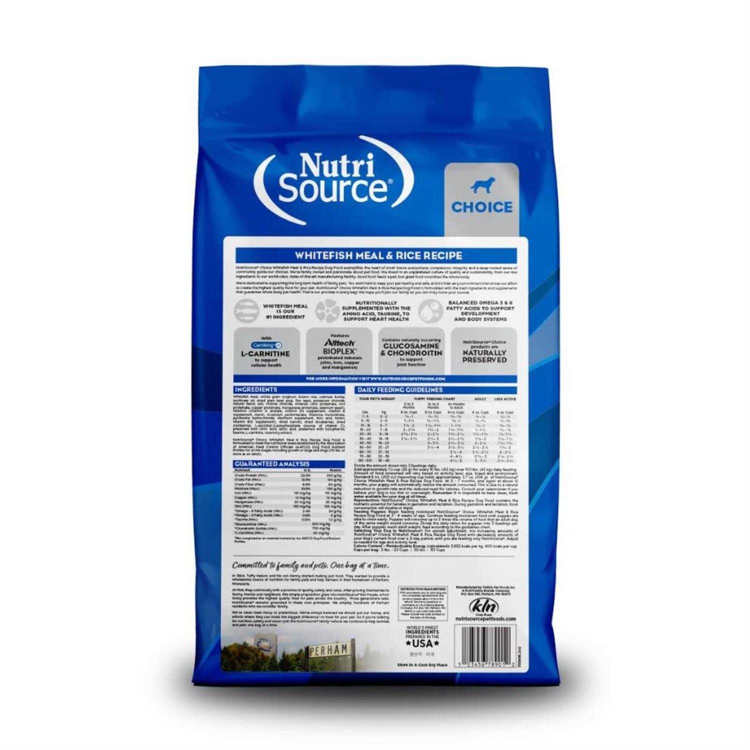 NutriSource Choice Whitefish Meal Rice Recipe Dry Dog Food