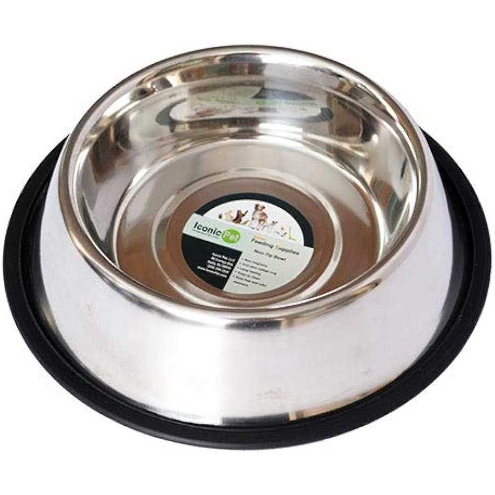 Iconic Pet 2 pack Stainless Steel Non-Skid Pet Bowl For Dog Or Cat