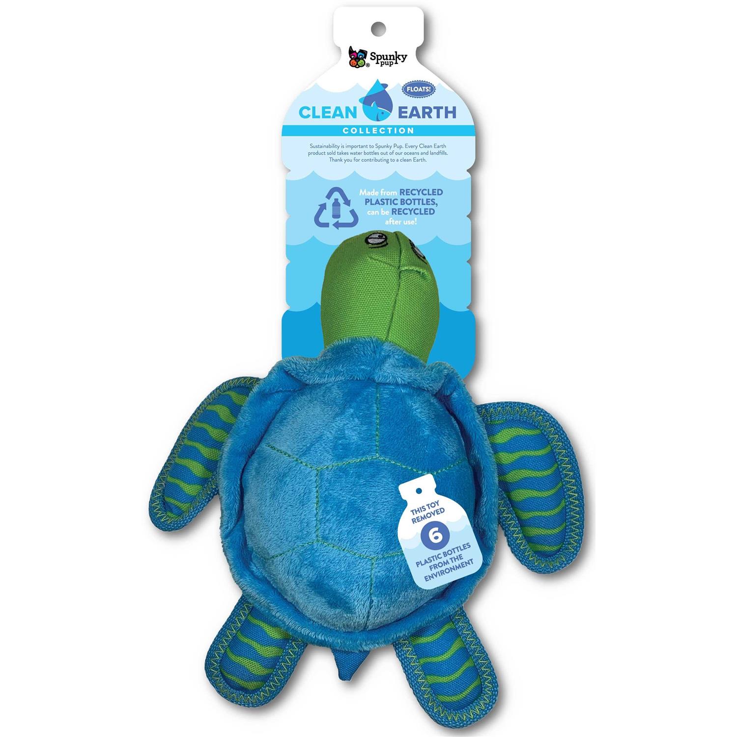Spunky Pup Clean Earth Plush Turtle Dog Toy