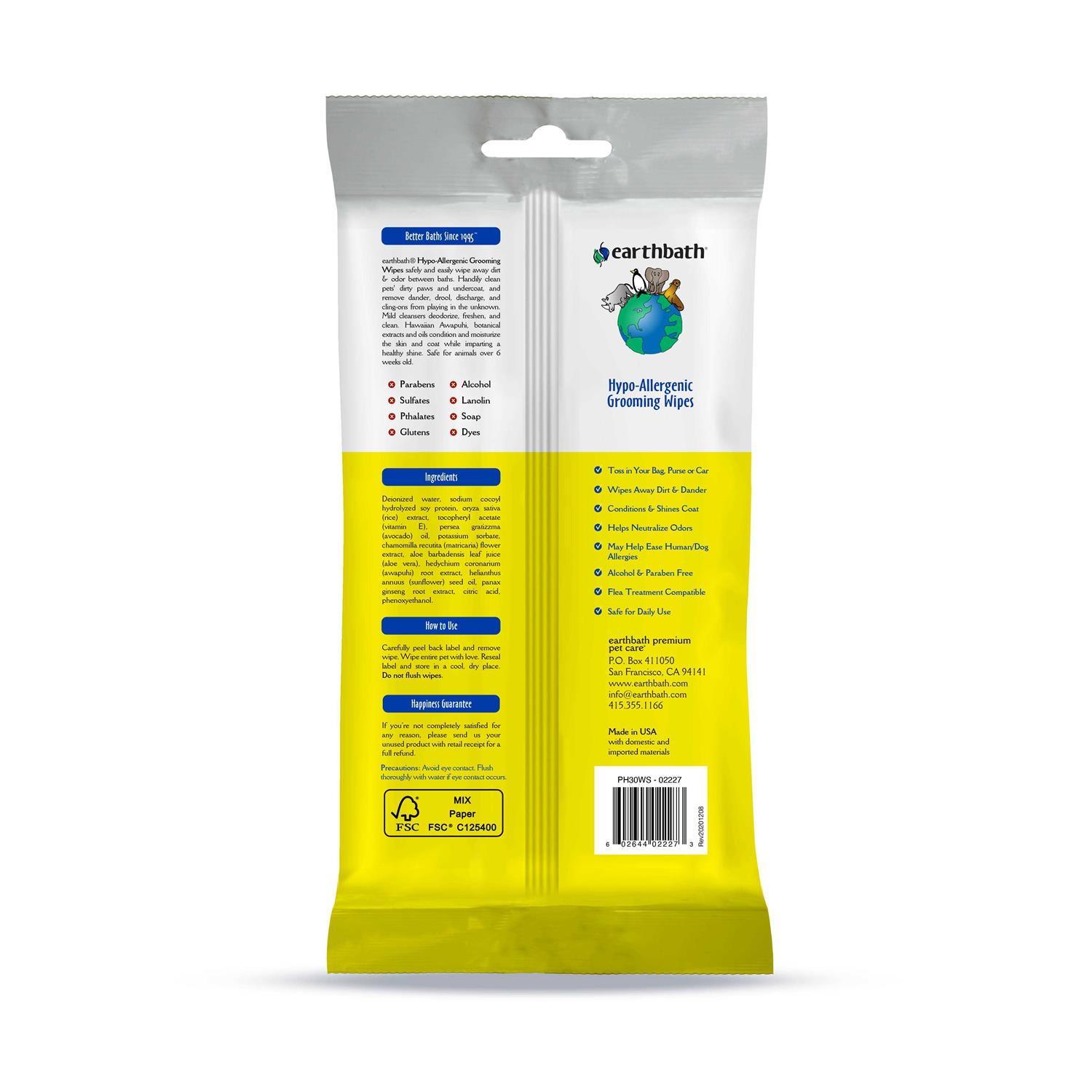 Earthbath Grooming Wipes Hypo Allergenic