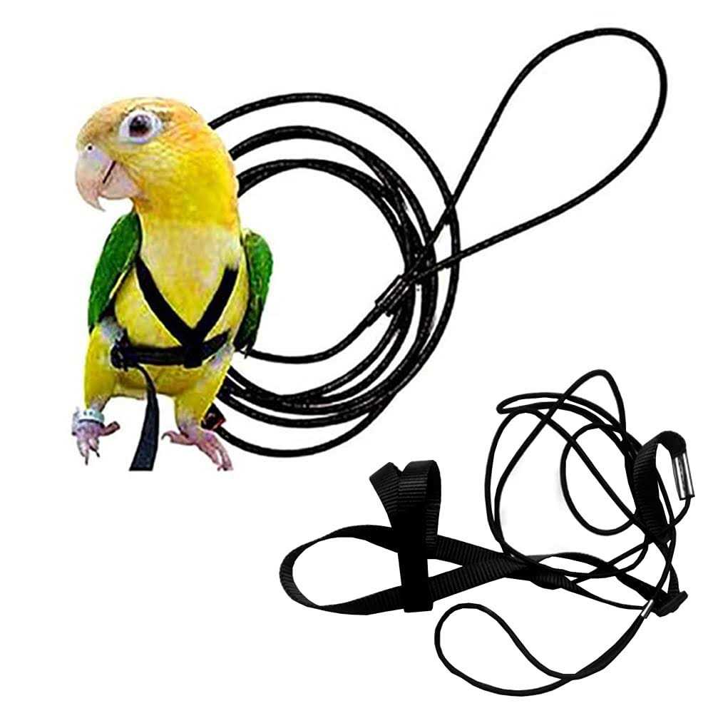 Anelekor Adjustable Birds Harness and Leash Parrot Harness Leash Training Supplies Pet Anti-bite Outdoor Flying Rope for Conures Budgerigar Lovebird